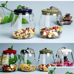 Storage Bottles Jars 600Ml Glass Jar Kitchen Food Containers With Lid Bottle Size 600 Ml 4 Color Drop Delivery Home Garden Houseke Otngr