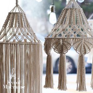 Pendant Lamps Macrame Wall Hanging Style Hand-Woven Tapestry Girl Heart Bedroom Living Room Nordic Chandelier Cover Decoration ZM1027