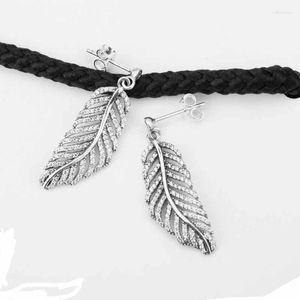 Dangle Earrings Genuine 925 Sterling Silver Shimmering Light As A Feather With Clear CZ For Women Wedding Engagement Gift Jewelry