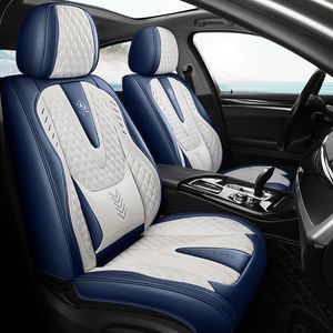 Coprisedili per auto Nappa da 5 pezzi Set completo con airbag in pelle impermeabile Copricuscino per veicoli automobilistici compatibile universale per la maggior parte delle auto -Nero / rosso