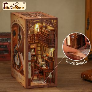 Doll House Accessories CUTEBEE Book Nook DIY Miniature House Dollhouse Booknook with Touch Light Model Building Adult for Decoration Gift Secret Rhythm 230905