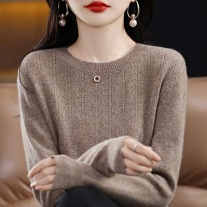 여성 스웨터 캐시미어 스웨터 캐주얼 둥근 목 풀 오버 패션 니트웨어 가을과 겨울 올무색 단색 230905