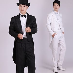 Fatos masculinos preto smoking vestido jazz natal mágico mostrar roupas casamento terno tailcoat mens ternos e branco 230906