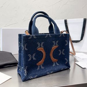 Cowboy tote sacola de compras bolsas femininas moda letras alça de couro azul ombro crossbody sacos designer pequeno bolso 25cm