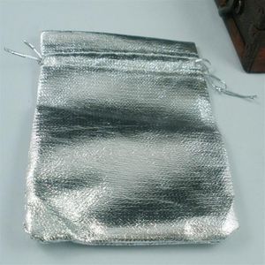 100Pcs Silver Plated Gauze Jewelry Gift Pouch Bags For Wedding Favors With Drawstring 7x9cm266b