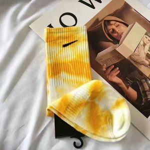 2023 10 color high Fashion Brand Men's Cotton Socks cupcake women's long tie dye matching color sports Korean couple tube Athletic Letter Stockings Sock Cotton