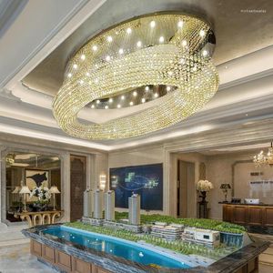 Chandeliers Custom Shaped Ceiling Crystal Light Oval El Lobby Ballroom Living Room Restaurant