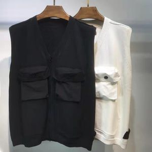 Maglioni da uomo Primavera e autunno Moda per il tempo libero Stone Mark Gilet lavorato a maglia con doppia tasca 230906