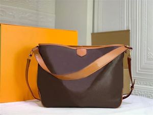 Modedesigner kvinnor totes lady classic blommor handväskor toppar kvalitet äkta läder axelpåsar kedjor crossbody väska bokstäver pläd purses 44v213