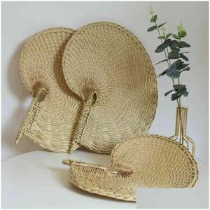 Inne fani Home Garden Hand Made Fan Rattan Dekoracja na wesele naturalny liść palmowy tkany dekoracje ścienne ozdoby wiejskie upuszczenie dhxno ll