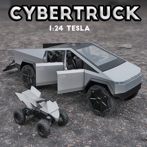 Aircraft Modle 1 24 Tesla Cybertruck Truk Logam Campuran Mainan Mobil Model Diecast Kendaraan Pickup Sepeda Motor Dekorasi Anak Laki Laki Hadiah Natal 230905