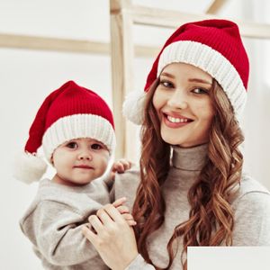 Party Hats Christmas Santa Claus Red Sticked Parent-Child Hat Cap Costume Decoration For Kids ADT Drop Delivery Home Garden Festive S DH3GK