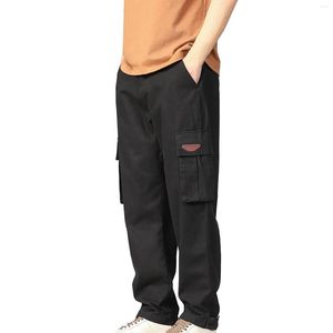 Calças de brim masculinas para homens queda tendência solta multi bolso casual pés agrupados calças de carga versátil homem streetwear