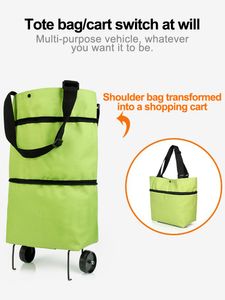 Storage Bags 1pcs Portable Multifunctional Oxford Cloth Folding Tote Shopping Cart Reusable Bag Supermarket Environmental 230906