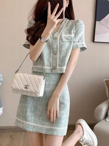 Skirts Urban Sexy Dresses French Summer Small Fragrance Style Age Reducing Foreign Women s Two Piece Set Slim and Casual Fashion 230906