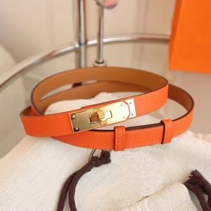 Klassiskt mode Big Brand Woman Designer Belt Luxury Högkvalitativ äkta läderbält för kvinnor Guld Silver Buckle Bredd 1,8 cm 6 färger Free Size Womens Orange Belt