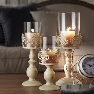 Candle Holders 3 Size Elegant Holder Cube Stand Candlestick Metal Base Craft Votice Large Glass Candles Centro De Mesa Boda Drop Del Dh3Fi
