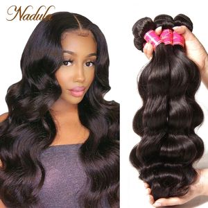 Парики на шнурке Nadula Rambut Brasil Gelombang Tubuh Manusia Tenun 3 шт. 4 шт. Bundel Remy 8 30 Inci Warna Alami 230905