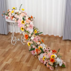 Mode 2 m exklusiv vit ros hortensia artificiell blommor rad bröllop parti bakgrundsbord mittpiece dekoration arch väg citerat blommor