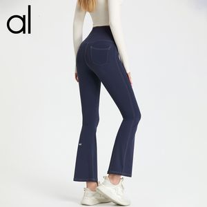 AL88 KVINNER NAKTA YOGA FLARE PANTER Hög midja höftlyft Slim Sports Pants Fitness Casual Wide Leg Pants