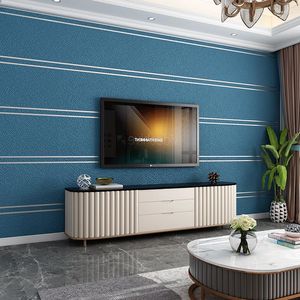 Wallpapers Nordic Plain Wide Striped Deerskin Velvet Wallpaper Bedroom Living Room Television Background Wall Non-Woven 3D