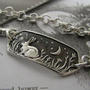 Link Bracelets The Retro의 듣기 여성 파티 보석 체인 성명서 Vintage를위한 Moon Silver Hares 팔찌