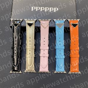 Apple Watch Bands Ultra Serisi 8 3 4 5 6 7 Iwatch Bantları 38mm 42mm 44mm 49mm lüks parlak deri metal üçgen P AP akıllı kayışlar