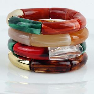 Charm Bracelets FishSheep Colorful Acrylic Set For Women Girls Resin Stretch Tube Beads Bracelet Bangle 2023 Fashion Jewelry