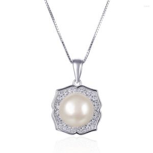 Correntes Lefei Jóias S925 Prata Moda Na moda Elegante Luxo Diamante Quadrado Pérola Pingente Colares Para Mulheres Partido Presentes de Casamento