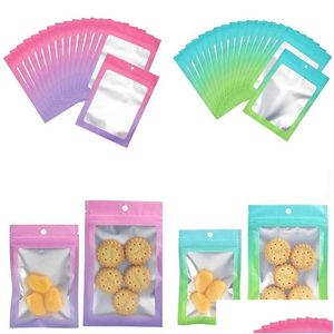 Packing Bags Wholesale 100Pcs Lot Resealable Aluminium Foil Self Sealing Gradient Color Smell Proof Bag Pouches Drop Delivery Office Otq1W