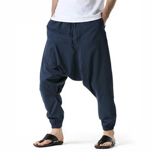 Calças indianas dos homens calças ninja baggy harem calças soltas de fitness baixa gota virilha dança moda punk hombre pantalon3315