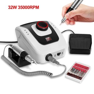 Nail Manicure Set 32W 35000 rpm Pro Electric Drill Machine Apparatus för pedikyrfiler med Cutter Art Pen Tools 230906