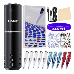 Mast Wireless Tattoo Kit A1 Coreless Motor Tattoo Machine DragonHawk Ballpoint Cartridges WQP-045YZ