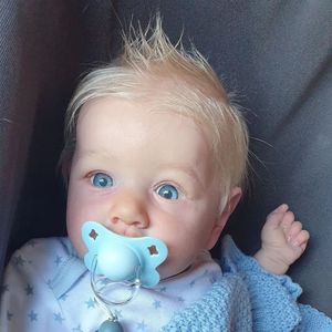 Куклы Boneka Bayi Baru Lahir 20 Inci dengan Rambut Platinum Dilukis Олег Сениман 3D Кулит Буатан Танган Беракар Саския 230905