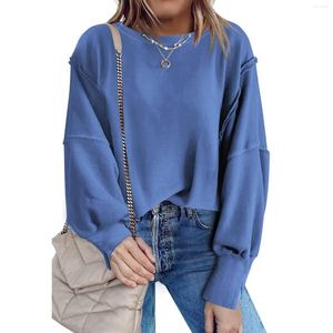 Women's T Shirts 2023 Women Pullover Sweater Autumn Clothing Solid Leisure Sweatshirt Long Sleeve Tops Shirt Ladies Round Neck Sporty