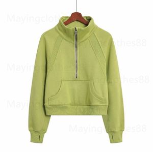 Bluza z kapturem Kobiety joga nosić jesień zima gruba na długim rękawem kurtka polarowa pół zamka błyskawicznego Pełna bluza damska bluza damska z kapturem pullover damska bluza UZ9G S754