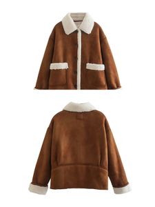 Womens Jackets High Quality Loose Fleece Imitation Lamb Wool Jacket Coat 230906