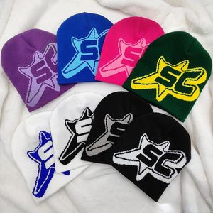 Berets Mulheres Homens Lã Malha Estrela Carta Gorros Chapéus Outono Inverno Amantes Ao Ar Livre Quente Frio Caps Bonnets Hip Hop Casal Skullies