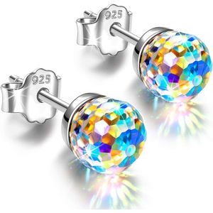NINASUN "Fantastic World" Crystal Earrings for Women Girls 925 Sterling Silver Stud Earrings Hypoallergenic Earrings for Sensitive Ears 6MM/8MM