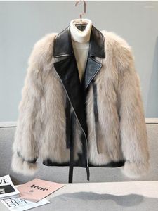 Trench da donna 2023 Pelliccia invernale Shearling Cappotto di pelle di pecora Giù Parka Giacca in pelle scamosciata finta Motociclista Streetwear Allentato