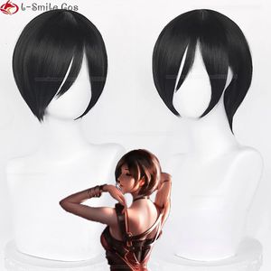Cosplay Wigs Anime Ada Wong Cosplay Wig Ada Wong Wigs Cosplay 32cm Short Black Heat Resistant Synthetic Hair Woman Party Role Wigs Wig Cap 230906