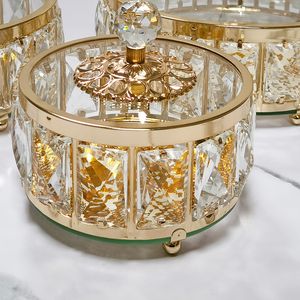 Outros acessórios de mesa Europeu Cristal Vidro Armazenamento Jar Placa de Frutas Delicadas Jóias Cosméticas Cotonete Vela Caixa Doces Home Ornament 230906