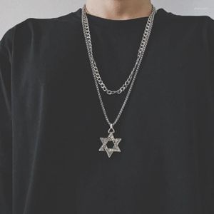 Chains Hip Hop Double Layered Cross Devil's Eye Necklace Cuban Men's Ins Trendy Niche Retro Gold Solid Metal Collar
