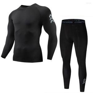 Vinter termiska underkläder män snabb torr kompression man sport första lager passar tights kläder gym fitness jogging termos
