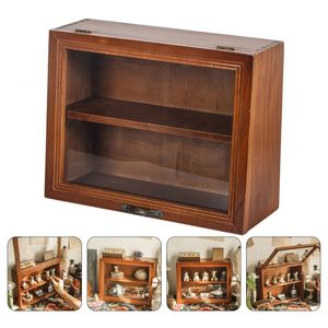 Förvaringshållare Rack Display Box Wood Cabinet Case Bread Holder Boxar vägghyllor träförvaring Shadow Organizer Cup Rack Mug Counter Kitchen 230905