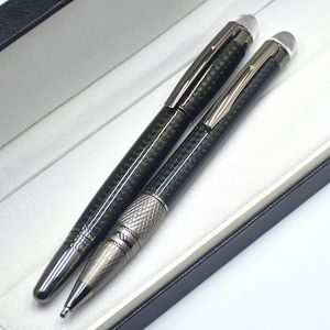 Luxury Black Carbon Fiber Crystal Star Rollerball Pen Stationery Office School Supplies Writing Smooth Ballpoint Pens As Gift