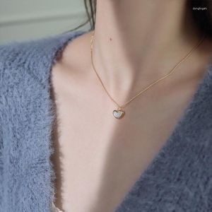 사슬 Light Luxury Love Clavicle Chain 다채로운 금 Mother-of-Pearl Niche High-End Necklace Women은 사라지지 않습니다.