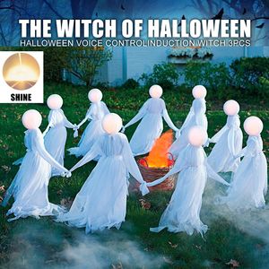 Other Event Party Supplies Outdoor Large Light Up Witches Halloween Decorations Party Garden Glowing Witch Head Scary Ghost Decor Holding Hands Horror Prop 230905