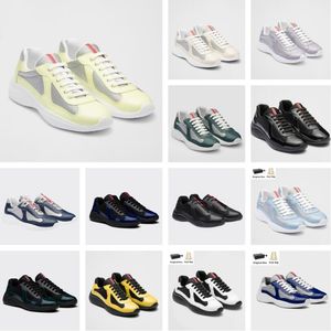 Top Luxury America's Cup Sneakers Shoes Men Patent Leather Bike Fabric Rubber Sole Fabric Party Dress Trainers Wholesale Discount Runer Sports