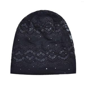 Berretti a sfera in pizzo Soild Turbante Cappello a maglia Avvolgente Perdita Sciarpa elasticizzata Testa da donna Fasce in cotone per Fascia cinica Fascia in metallo Pianura